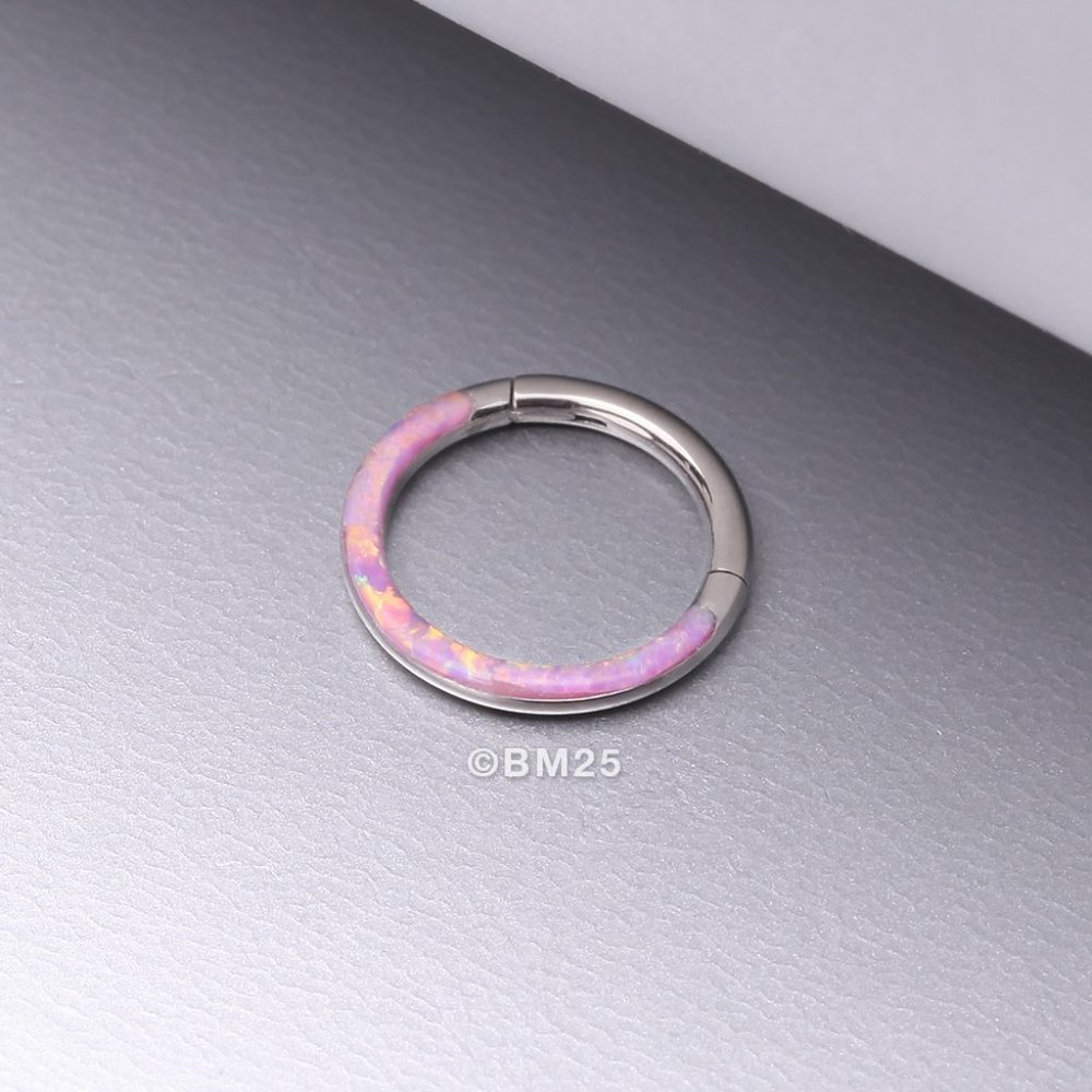 Implant Grade Titanium Brilliant Fire Opal Lined Front Facing Seamless Clicker